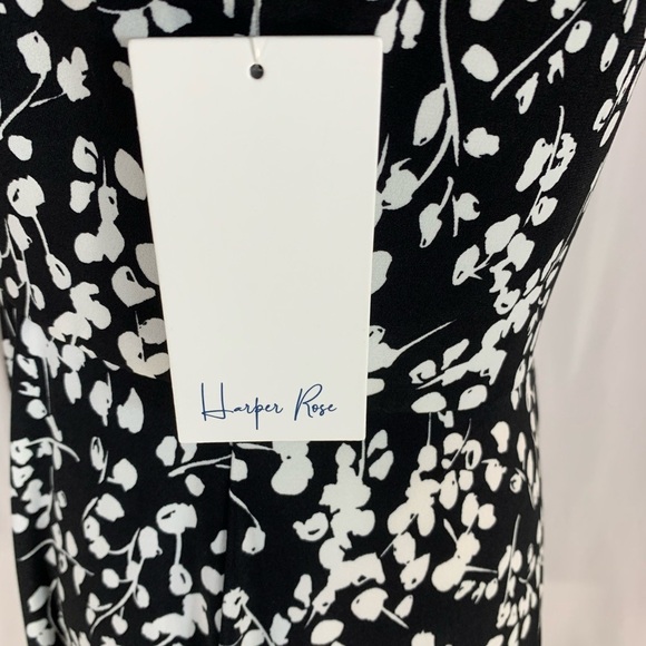 Harper Rose 3/4 Sleeve V Neck Fit and Flare Dress - Black / White - size 8 - Picture 5 of 10